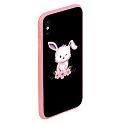Чехол iPhone XS Max матовый Крольчонок С Цветами На Чёрном Фоне, цвет: 3D-баблгам — фото 2