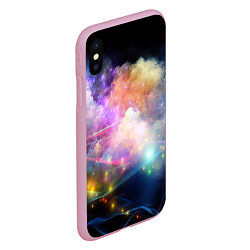 Чехол iPhone XS Max матовый Светящиеся точки и дым, цвет: 3D-розовый — фото 2