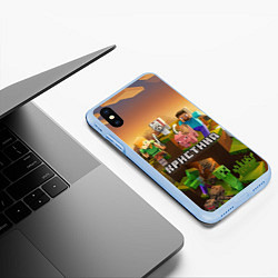 Чехол iPhone XS Max матовый Кристина Minecraft, цвет: 3D-голубой — фото 2