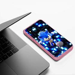 Чехол iPhone XS Max матовый Sonic neon squares, цвет: 3D-малиновый — фото 2