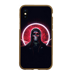 Чехол iPhone XS Max матовый Робот в маске скелета на фоне Марса, цвет: 3D-коричневый