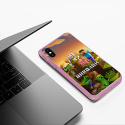 Чехол iPhone XS Max матовый Николай Minecraft, цвет: 3D-розовый — фото 2