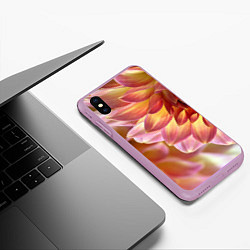 Чехол iPhone XS Max матовый Оранжевые георгины лепестки, цвет: 3D-сиреневый — фото 2