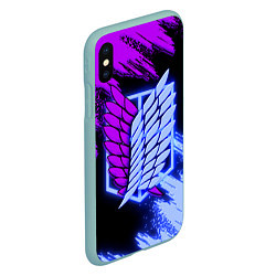 Чехол iPhone XS Max матовый Attack on Titan logo neon, цвет: 3D-мятный — фото 2