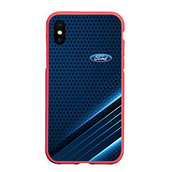 Чехол iPhone XS Max матовый Ford Абстракция карбон, цвет: 3D-красный