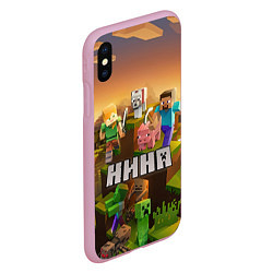 Чехол iPhone XS Max матовый Нина - Minecraft, цвет: 3D-розовый — фото 2