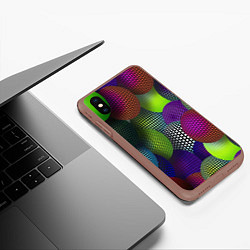 Чехол iPhone XS Max матовый Трехмерные разноцветные шары, цвет: 3D-коричневый — фото 2