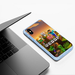 Чехол iPhone XS Max матовый Федор Minecraft, цвет: 3D-голубой — фото 2