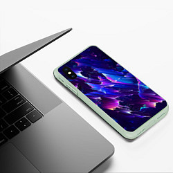 Чехол iPhone XS Max матовый Космический неоновый глитч, цвет: 3D-салатовый — фото 2