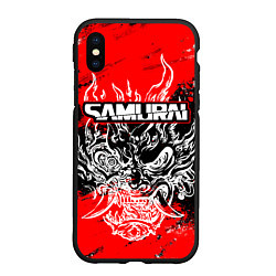 Чехол iPhone XS Max матовый Самурай - Маска Они - киберпанк, цвет: 3D-черный