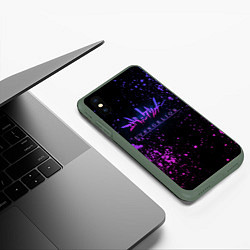 Чехол iPhone XS Max матовый Evangelion neon logo, цвет: 3D-темно-зеленый — фото 2