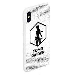 Чехол iPhone XS Max матовый Tomb Raider с потертостями на светлом фоне, цвет: 3D-белый — фото 2