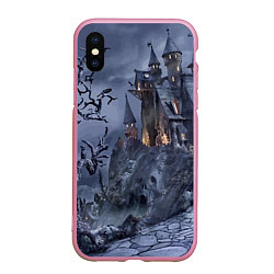 Чехол iPhone XS Max матовый Старый заброшенный замок - Halloween, цвет: 3D-розовый