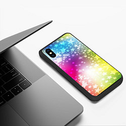 Чехол iPhone XS Max матовый Звезды на радужном фоне, цвет: 3D-черный — фото 2