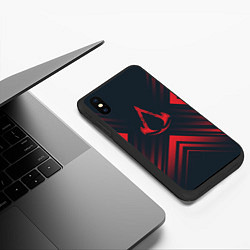 Чехол iPhone XS Max матовый Красный символ Assassins Creed на темном фоне со с, цвет: 3D-черный — фото 2