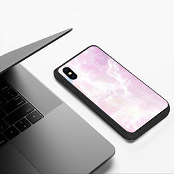 Чехол iPhone XS Max матовый Розовые облака на голубом небе, цвет: 3D-черный — фото 2