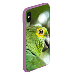 Чехол iPhone XS Max матовый Попугaй, цвет: 3D-фиолетовый — фото 2