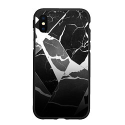 Чехол iPhone XS Max матовый Черно-белый мрамор с трещинами