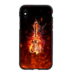 Чехол iPhone XS Max матовый Гитара - пламя