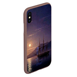Чехол iPhone XS Max матовый Парусник у берегов Крыма в лунную ночь Айвазовский, цвет: 3D-коричневый — фото 2