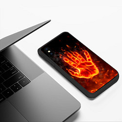 Чехол iPhone XS Max матовый Рука в огне, цвет: 3D-черный — фото 2