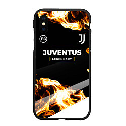 Чехол iPhone XS Max матовый Juventus legendary sport fire, цвет: 3D-черный