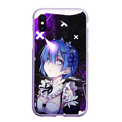 Чехол iPhone XS Max матовый Rem - ReZero - Абстракция, цвет: 3D-светло-сиреневый