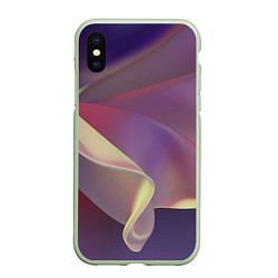 Чехол iPhone XS Max матовый Абстрактные объёмные волны бархата, цвет: 3D-салатовый