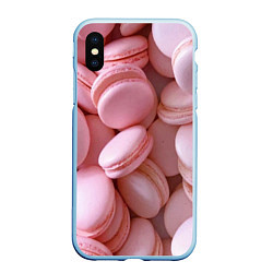 Чехол iPhone XS Max матовый Красные и розовые кексы, цвет: 3D-голубой