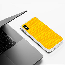 Чехол iPhone XS Max матовый Геометрия - желтые треугольники, цвет: 3D-белый — фото 2