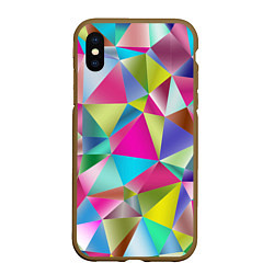 Чехол iPhone XS Max матовый Радужные трехмерные треугольники, цвет: 3D-коричневый