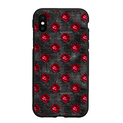 Чехол iPhone XS Max матовый Красные бутоны цветов, цвет: 3D-черный