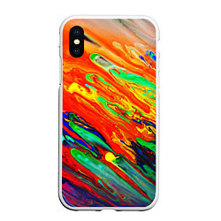 Чехол iPhone XS Max матовый Неоновый градиент красок, цвет: 3D-белый