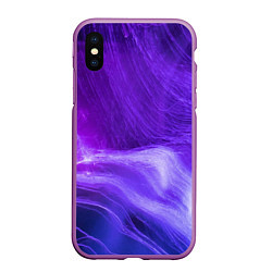 Чехол iPhone XS Max матовый Неоновые волны, цвет: 3D-фиолетовый