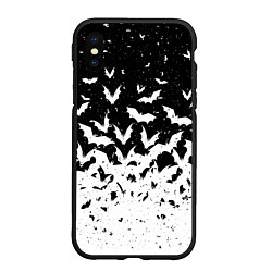 Чехол iPhone XS Max матовый Black and white bat pattern, цвет: 3D-черный