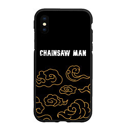 Чехол iPhone XS Max матовый Chainsaw Man anime clouds, цвет: 3D-черный