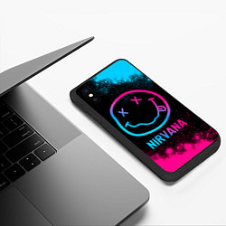 Чехол iPhone XS Max матовый Nirvana - neon gradient, цвет: 3D-черный — фото 2