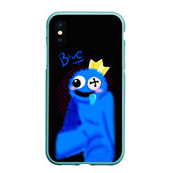 Чехол iPhone XS Max матовый Blue - Rainbow Friends, цвет: 3D-мятный