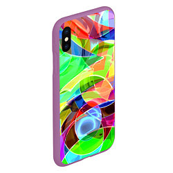 Чехол iPhone XS Max матовый Цветная геометрическая композиция - лето, цвет: 3D-фиолетовый — фото 2