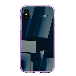 Чехол iPhone XS Max матовый Множество объёмных прямоугольников и фигур, цвет: 3D-сиреневый