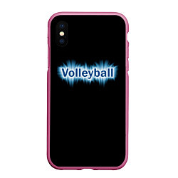 Чехол iPhone XS Max матовый Любителю волейбола, цвет: 3D-малиновый