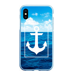 Чехол iPhone XS Max матовый Anchor - marine theme, цвет: 3D-голубой