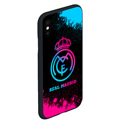 Чехол iPhone XS Max матовый Real Madrid - neon gradient, цвет: 3D-черный — фото 2