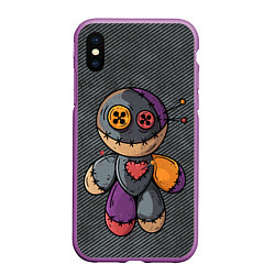 Чехол iPhone XS Max матовый Кукла Вуду, цвет: 3D-фиолетовый