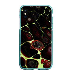 Чехол iPhone XS Max матовый Кислотные разломы на поверхности, цвет: 3D-мятный