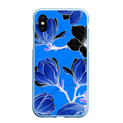 Чехол iPhone XS Max матовый Растительная композиция - минимализм, цвет: 3D-голубой