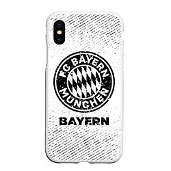 Чехол iPhone XS Max матовый Bayern с потертостями на светлом фоне, цвет: 3D-белый