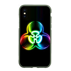 Чехол iPhone XS Max матовый Biohazard - неоновый знак, цвет: 3D-темно-зеленый