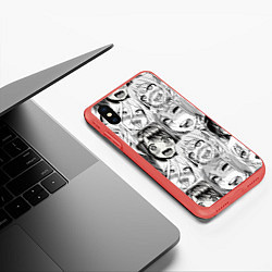 Чехол iPhone XS Max матовый Девушки из Ахегао, цвет: 3D-красный — фото 2