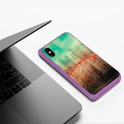 Чехол iPhone XS Max матовый Светло-зелёное небо, деревья и множество красок, цвет: 3D-фиолетовый — фото 2